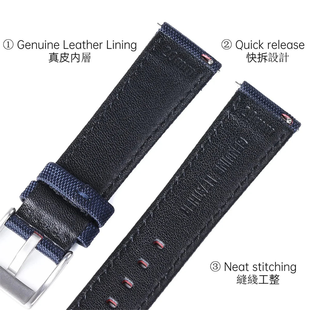 Nylon Leather Watch Strap for Seiko 22mm 20mm for Omega Belt for Casio Quick Release Watchband for Samsung Galaxy Watch 42/46mm