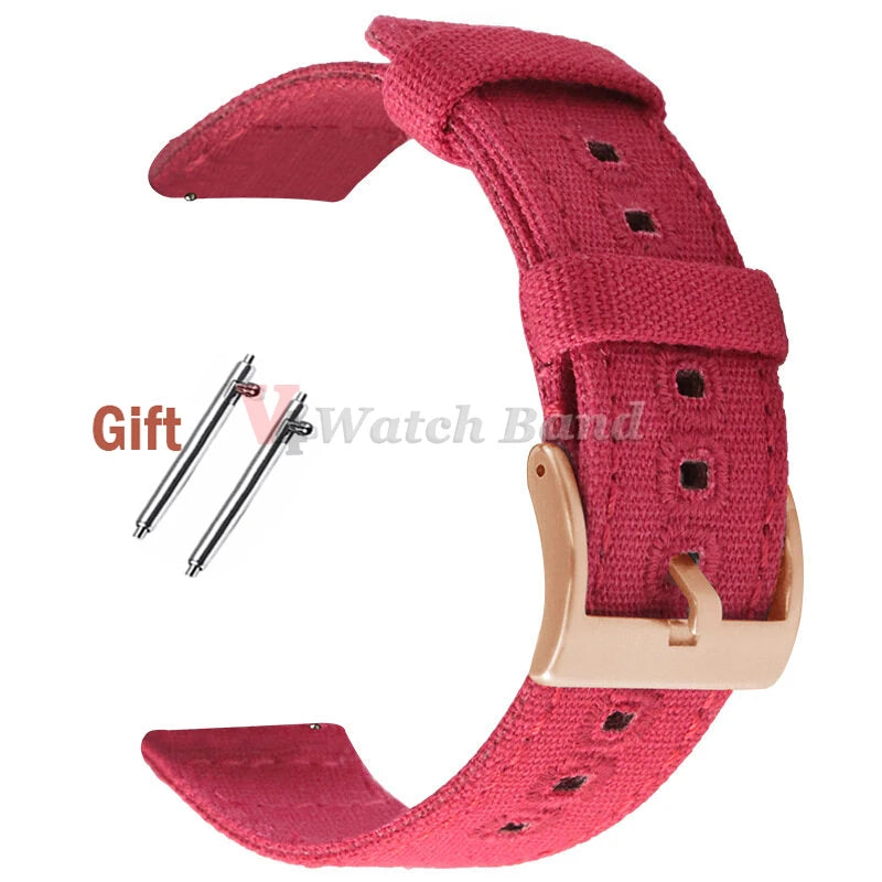 Quick Release Bracelet for Huawei Strap18mm 20mm 22mm Braided Canvas Watch Band for Samsung Galaxy 3/4 40mm 44mm Classic 46/42mm