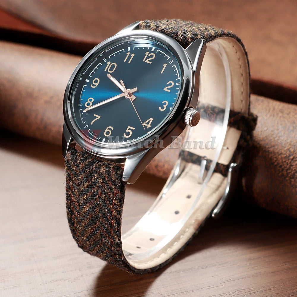 Quick Release Weave Bracelet for Omega for Seiko Vintage Genuine Cowhide Tweed Nylon Strap 18mm 20mm 22mm Smartwatch Watch Band