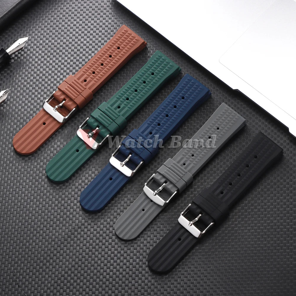 Premium Rubber Band for Seiko Watch Strap 20mm 22mm Flat-end Universal Silicone Rubber Bracelet Wrist Strap Soft for Smartwatch