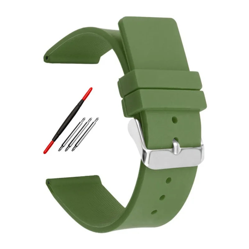 12 14mm 16mm 18mm 20mm 22mm 24mm Silicone Watch Strap Men Women Replace Bracelet Soft Rubber for Seiko for Huawei Watch Gt2/3/4