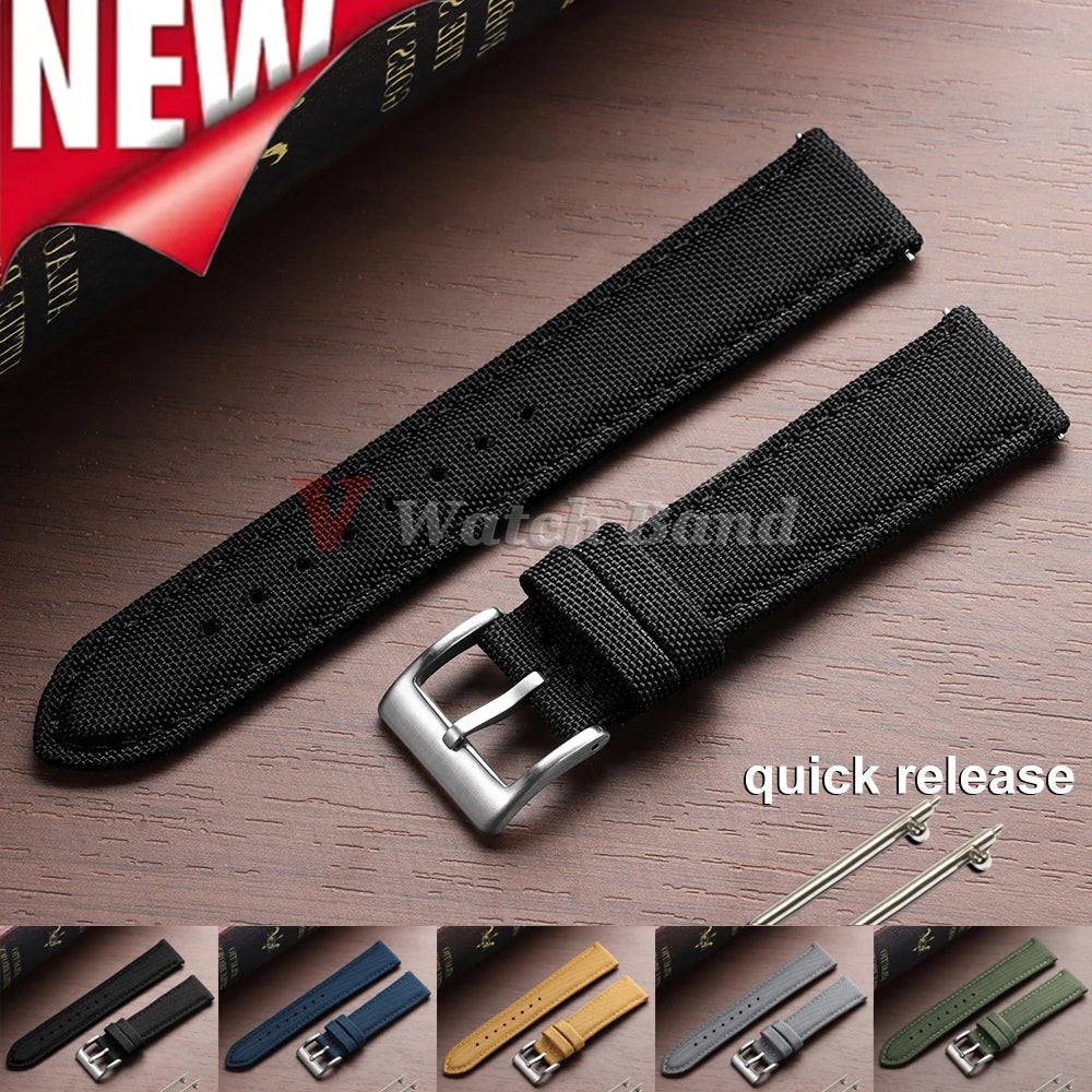 Nylon Watch Band for Seiko Army Military Canvas Woven Nylon Strap 20mm 22mm Quick Release Wristband Men's Sport Watch Bands