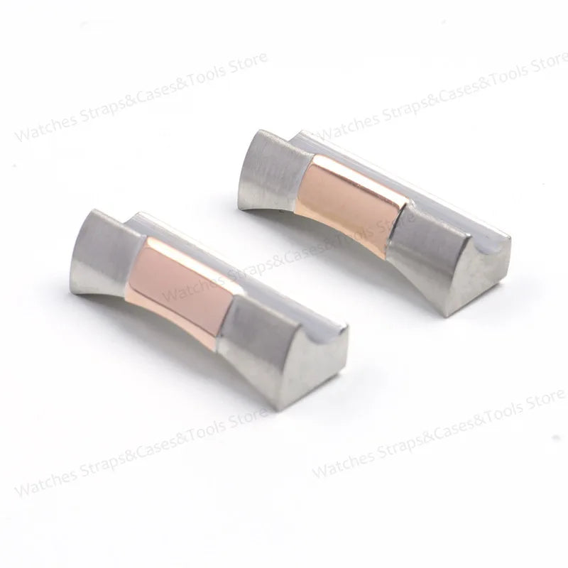 20mm Curved End Link Endlink For Rolex Watchband For Submariner Watch Band Rubber Leather Strap Metal Seamless Connection 2pcs
