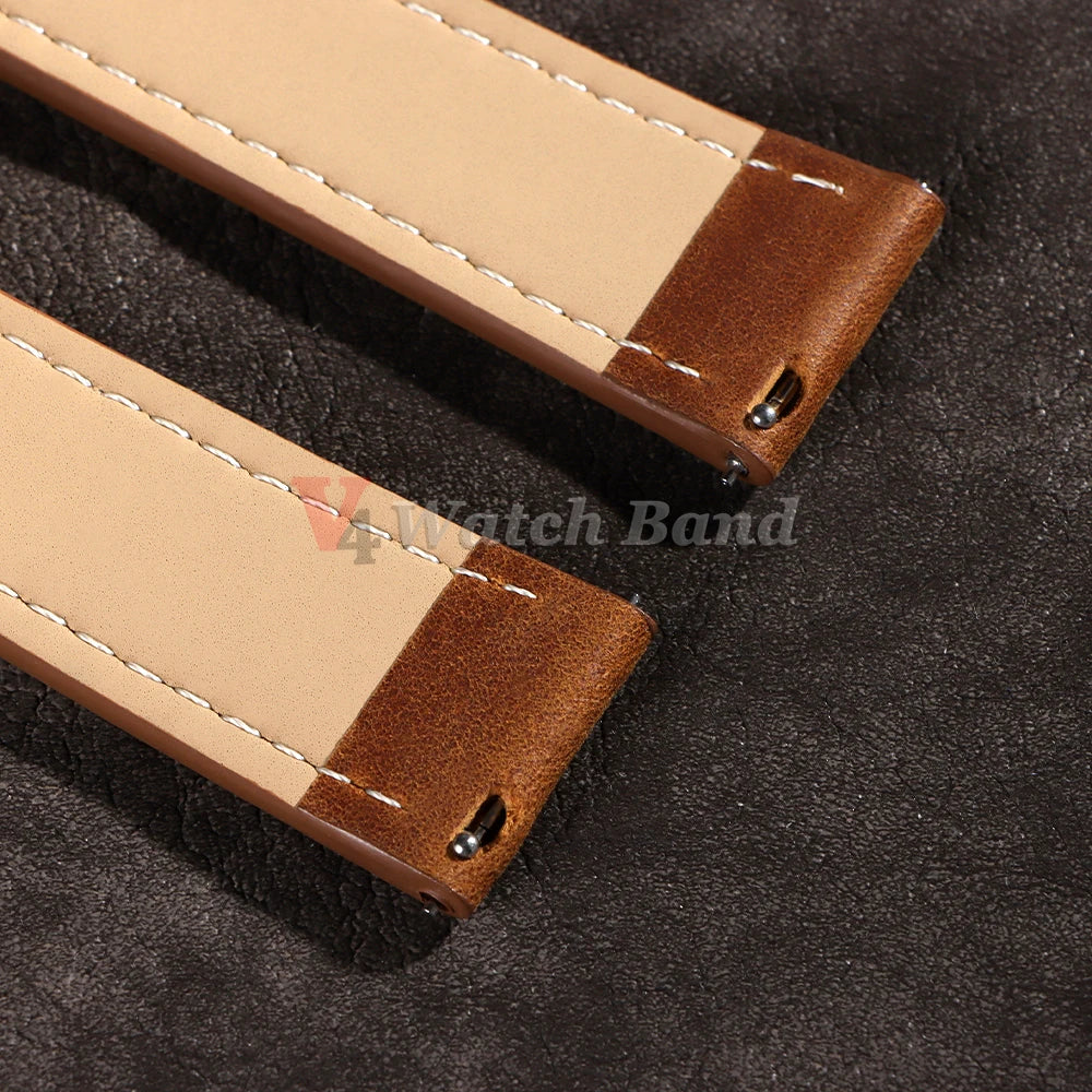 18mm 20mm 22mm 24mm Genuine Cowhide Leather Strap for Samsung Galaxy Watch 6 5 4 Soft Matte Retro Wristband for Seiko Bracelet