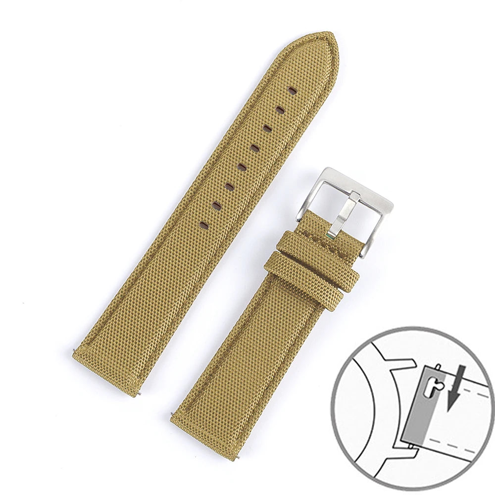 Nylon Leather Watch Strap for Huawei for Seiko Belt Quick Release Watchband for Samsung Galaxy Watch 3/4/5pro 45mm 40mm 44mm