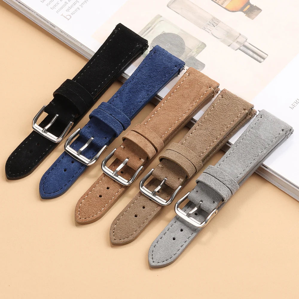 Soft Suede Retro Genuine Leather Strap for Seiko for Rolex Sport Watchband 20mm 22mm for Huawei Watch Amazfit GT2/GT3 Bracelet