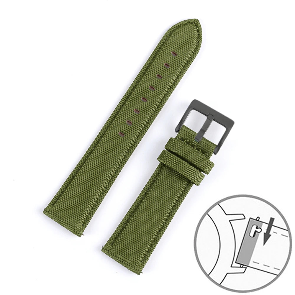 Nylon Leather Watch Strap for Huawei for Seiko Belt Quick Release Watchband for Samsung Galaxy Watch 3/4/5pro 45mm 40mm 44mm