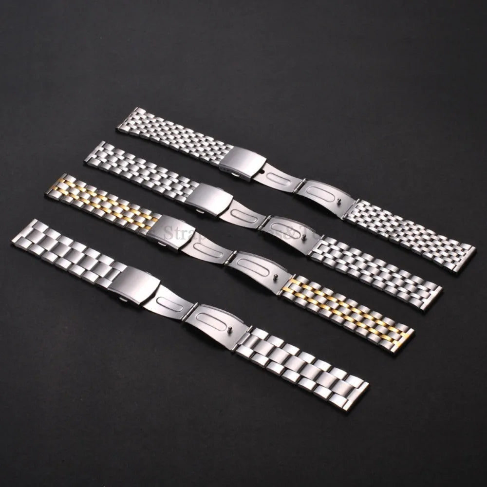 Stainless Steel Watch Strap Folding Buckle Silver Gold Women Men Bracelet 18mm 20mm 22mm for Huawei Watch Gt3/Gt4 46mm Wristband