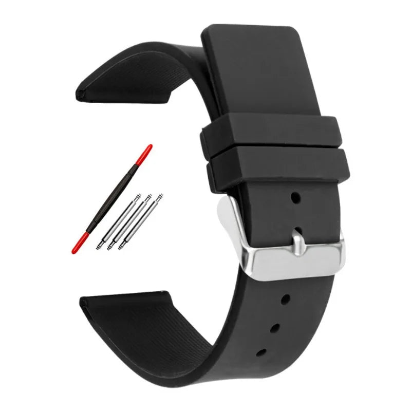 12 14mm 16mm 18mm 20mm 22mm 24mm Silicone Watch Strap Men Women Replace Bracelet Soft Rubber for Seiko for Huawei Watch Gt2/3/4
