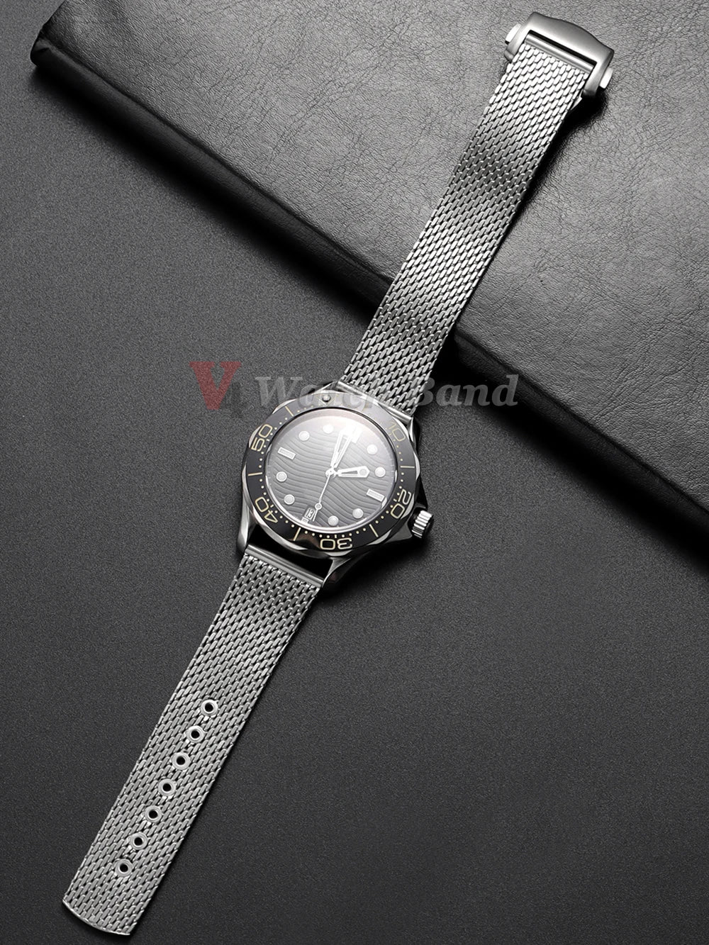 For Omega Seamaster 20mm Silver Mesh Bracelet Flat Interface Stainless Steel Watch Strap 20MM for Omega 007 Breathable Design