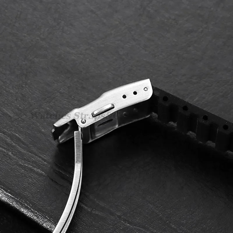 Stainless Steel Watchband Buckle for Seiko Watch Clasp 18mm/20mm/22mm/24mm Soild Button for Citizen Diver Clasp WatchAccessories
