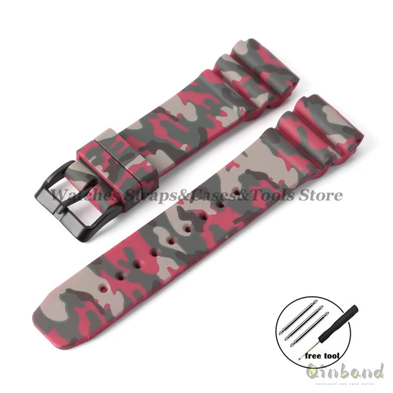 Soft Silicone Watch Band 22mm for Seiko for Rolex Waterproof Camouflage Rubber Watch Strap Bracelet Sport Watch Replacement Belt