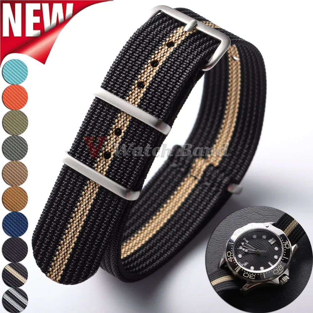 19mm 18mm 20mm 22mm Nylon Watch Strap Brown Green Band Military Casual Watchband for Seiko Army Sport Bracelet Replacement Belts