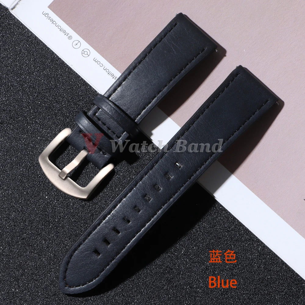 20mm 22mm Leather Strap for Samsung Galaxy Watch 6 5 4 40mm 44mm Gear Band Vintage Bracelet for Xiaomi Redmi Watch 3 Lite/Active