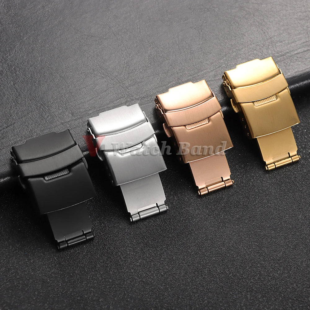 Buckle for Seiko Diving Folding Stainless Steel Watch Silver Clasp 14 16 18mm 20mm 22mm 24mm 26mm Metal Button Watch Accessories