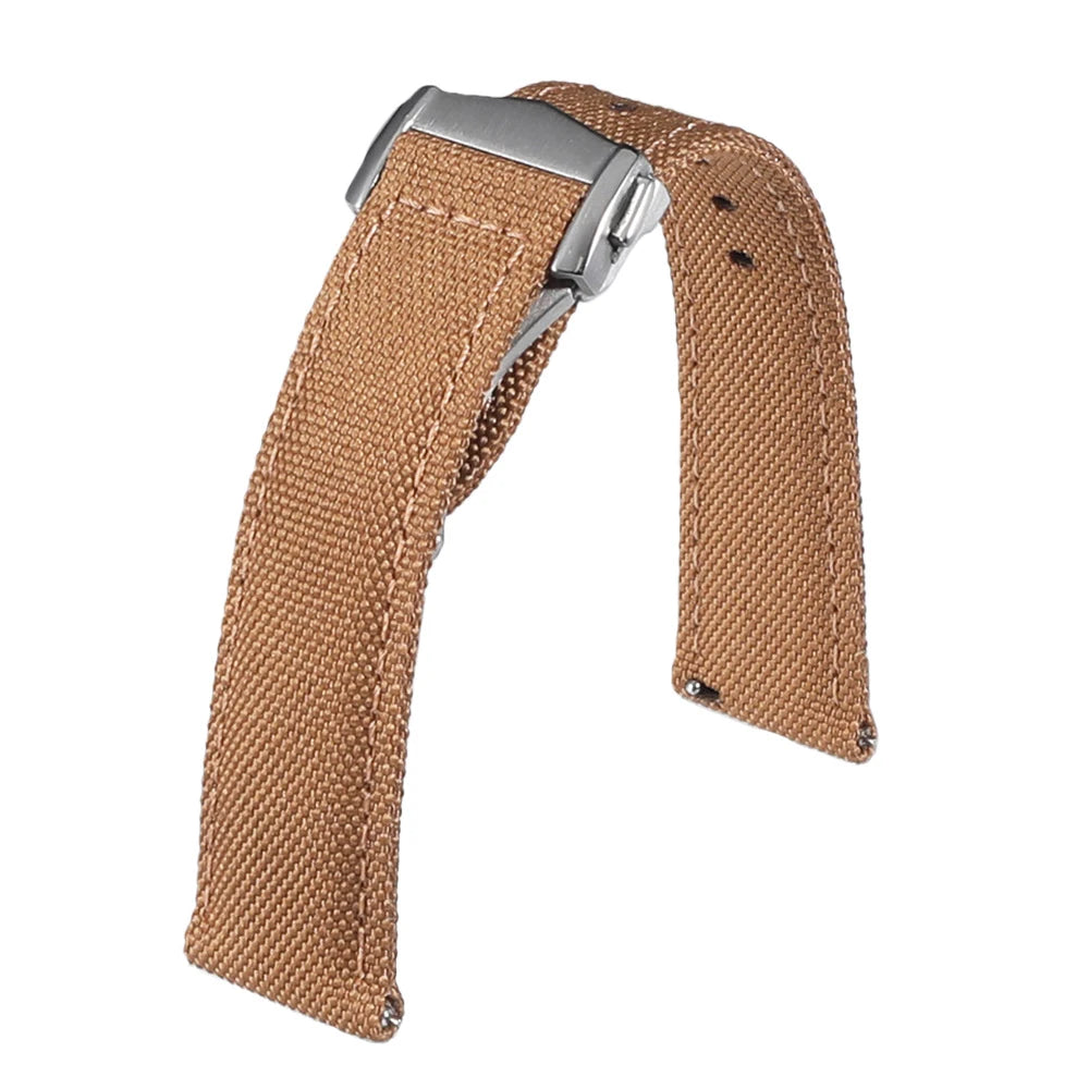 Deployant Sailcloth Watch Strap 20mm 22mm Two-Side Waterproof Nylon Quick Release With Folding Buckle Watch Band for Omega
