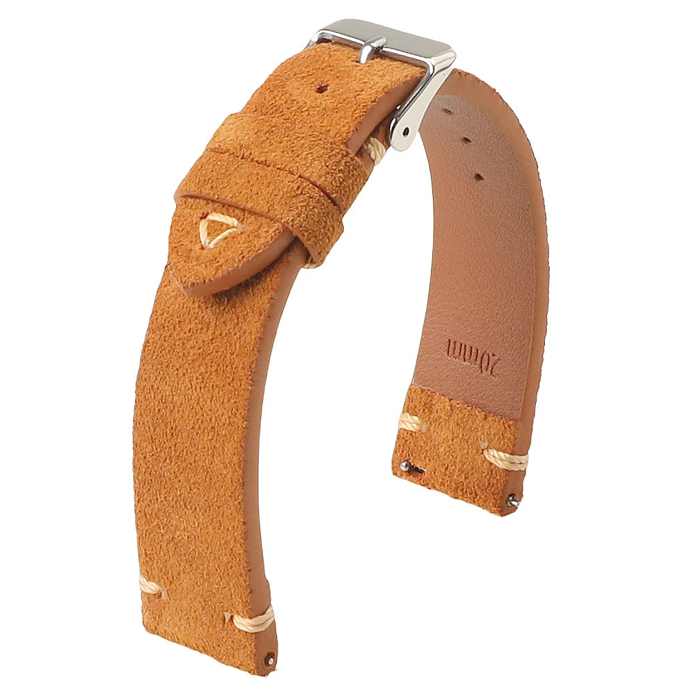 Suede Leather Strap for Seiko Watch Band Vintage Bracelaet Handmade Stitching Wristband 18mm 19mm 20mm 21mm 22mm 24mm Wristbelt