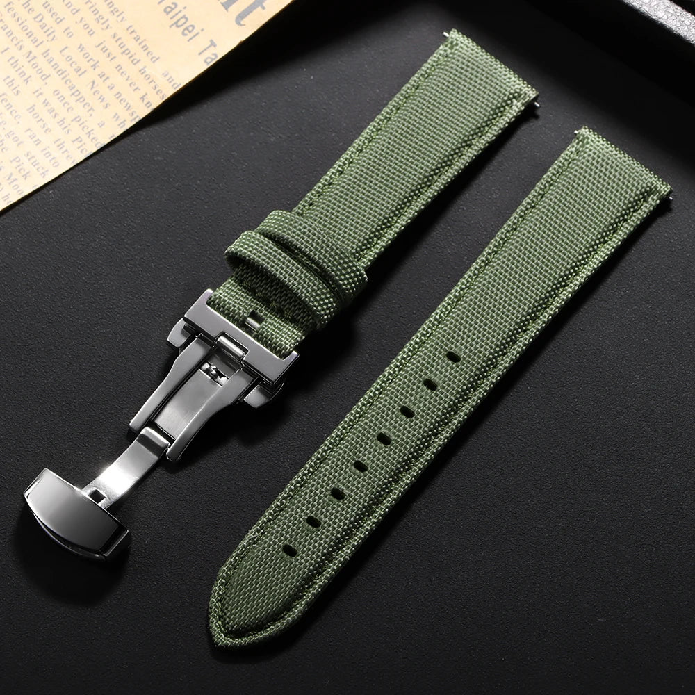 20mm 22mm Watch Strap for Omega Two-Sided Nylon Cowhide Watchband for Rolex Band Sport Wristband Quick Release Belt Accessories