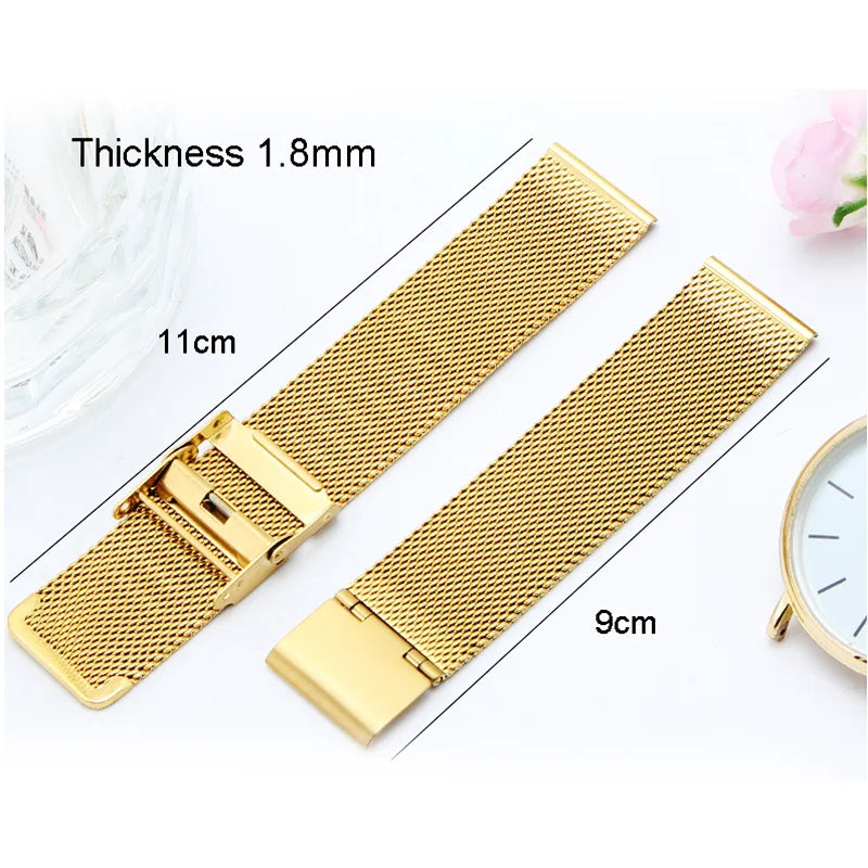 8/10/12/13/14/15/16/17/18/19/20/21/22/24mm Straps for Seiko 0.6mm Mesh Milanese Watch Band for DW Stainless Steel Wrist Bracelet