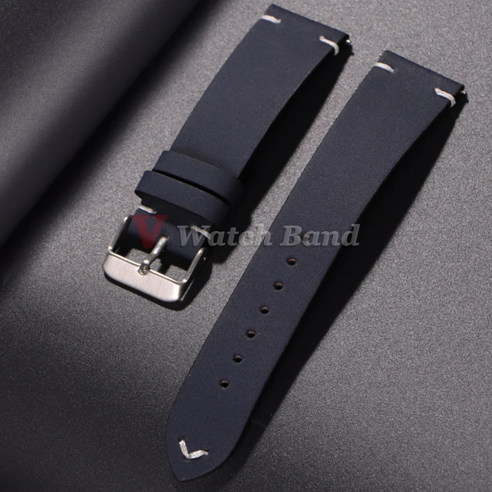 20mm 22mm Vintage Leather Watch Band Quick Release Straps Stitching Cowhide Strap for Omega Replacment Wrist Bracelet for Seiko