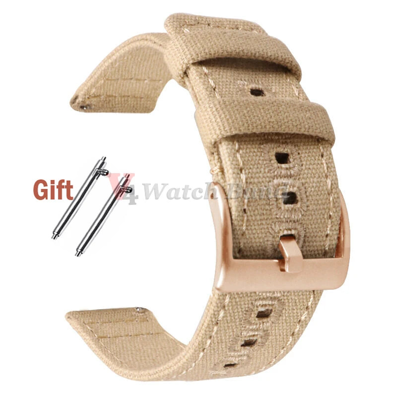 Quick Release Bracelet for Huawei Strap18mm 20mm 22mm Braided Canvas Watch Band for Samsung Galaxy 3/4 40mm 44mm Classic 46/42mm