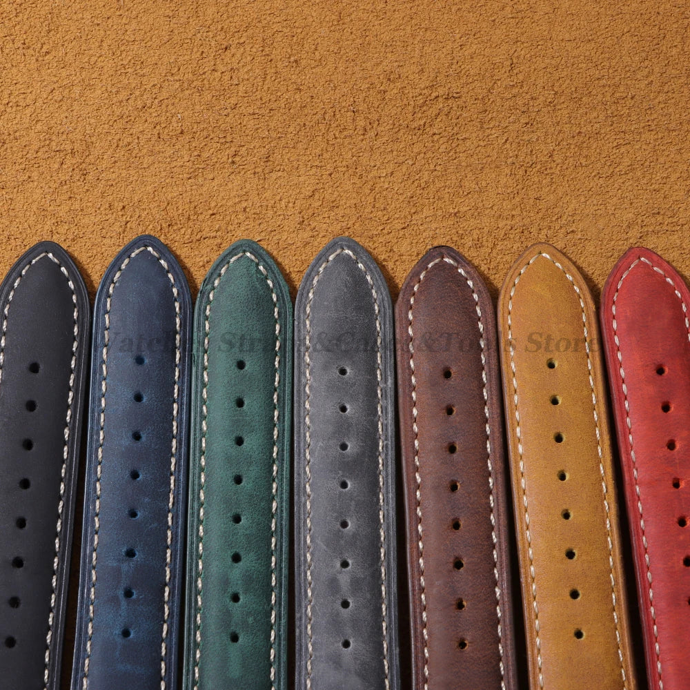 Cowhide Leather Watch Strap 14/16/18/24/22/20mm for Samsung Galaxy Watch7/6/5 Band for Xiaomi Redmi Watch Quick Release Bracelet