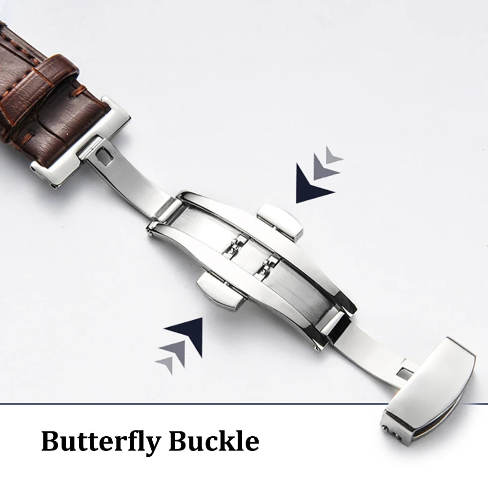 18mm 20mm 22mm 24mm Genuine Leather Watchband Crocodile Pattern Straps Men Women Replacement Universal Bracelet