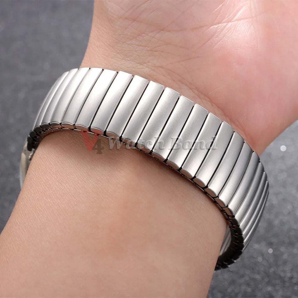 17mm 20mm Elastic Metal Watch Band for Swatch Watch Strap Stretch Expansion Stainless Wrist Strap Men Women Bracelet Accessories