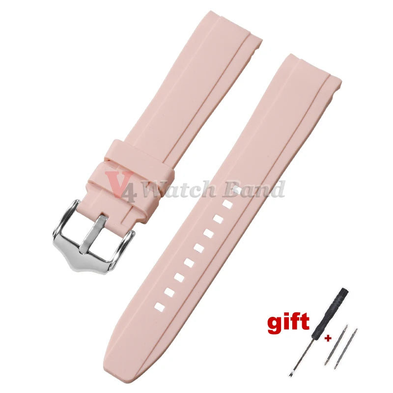 Curved End Rubber Watch Strap for Swatch for Omega Moonswatch 20mm 22mm Universal Wrist Band for Seamaster for Rolex for Tissot