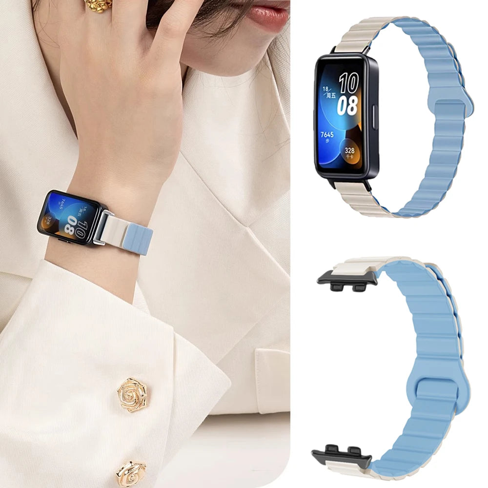 Women Slim Strap For Huawei Band 9 Colorful Silicone Magnetic Bracelet For Huawei Band 8 Sport Wristband Correa Accessories