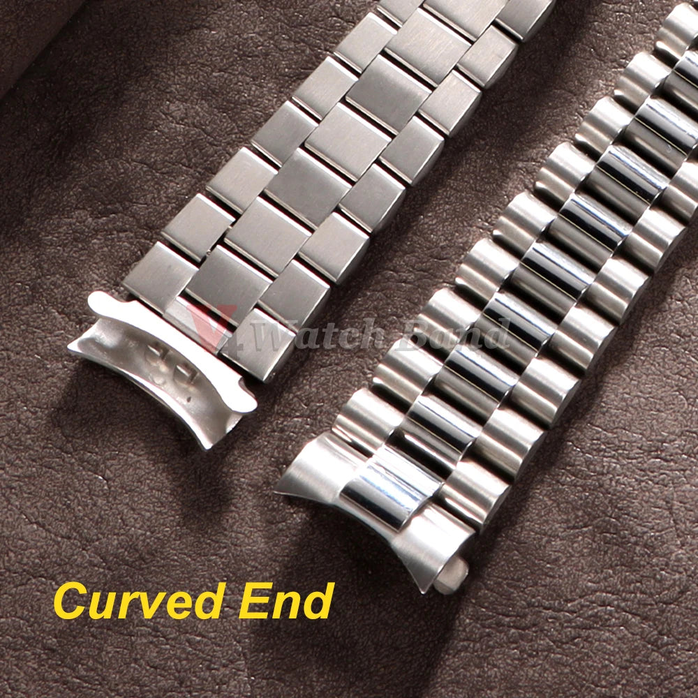 20mm Curved End Stainless Steel Strap for Rolex for Water Ghost Metal Wrist Band for Oyster Solid Bracelet Men Watch Accessories
