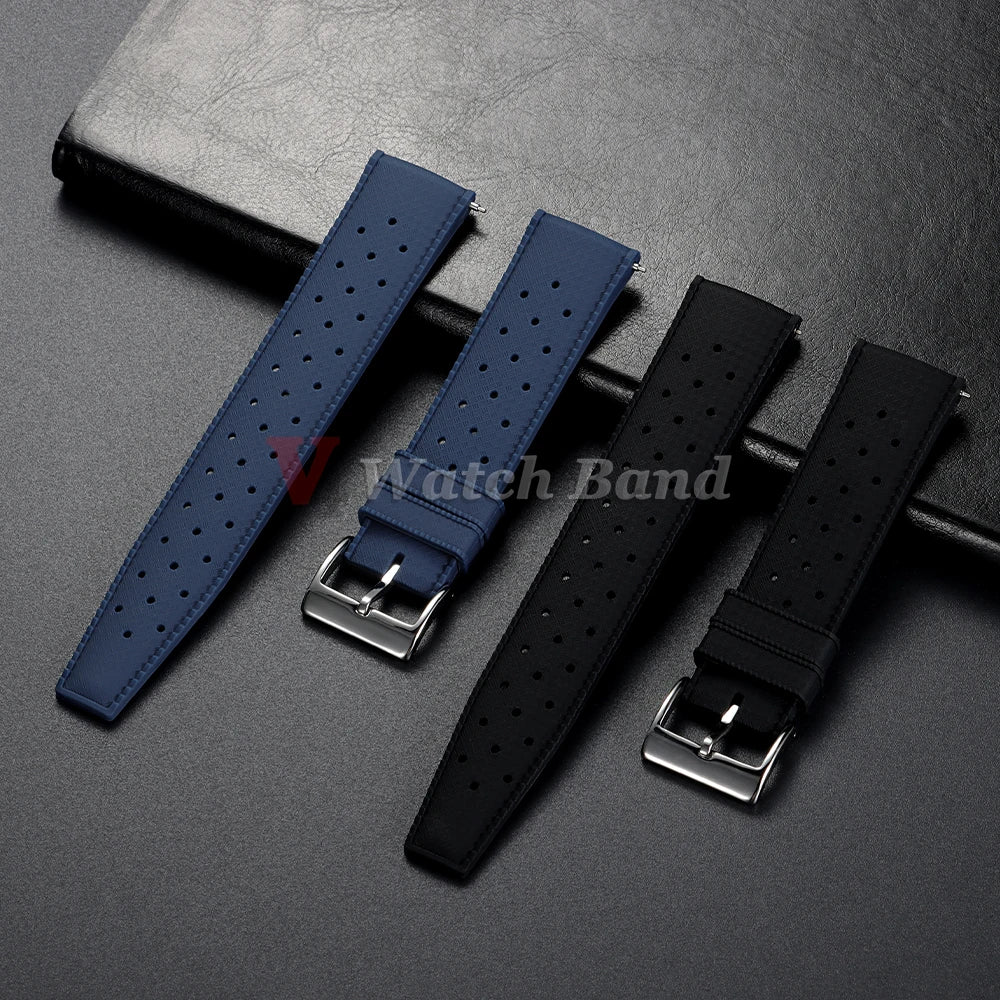 Quick Release Tropical Rubber Watch Strap 18mm 20mm 22mm for Seiko for Omega for Rolex Perfect Fit Flat End Universal Watchbands