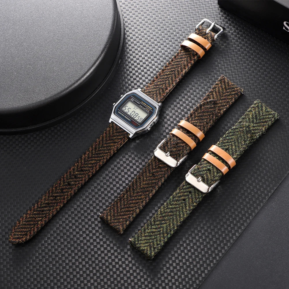 18mm 20mm 22mm Watch Strap Two-Sided Nylon Cowhide Watchband Quick Release Band Sport Wristband Butterfly BuckleBelt Accessories