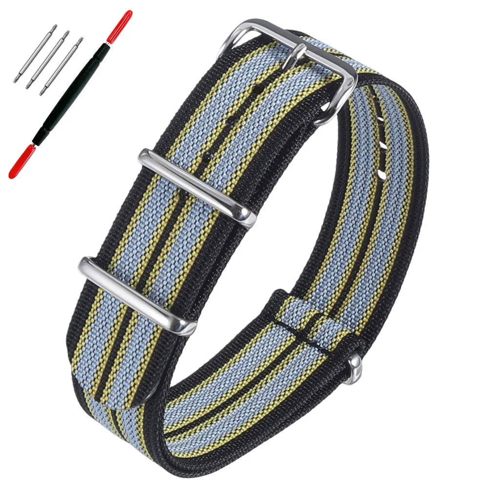 16mm 18mm 19mm 20mm 22mm 24mm Nylon Ribbed Watch Strap Band Military Casual Watchband Sport Bracelet Replacement Belt For Men