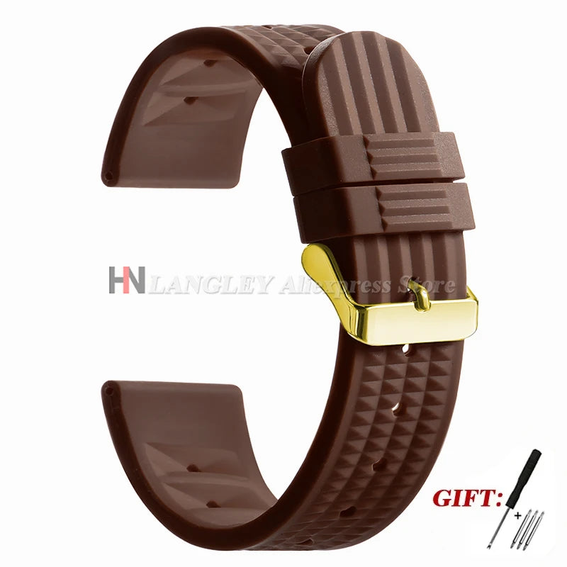 Soft Rubber Waffle Watch Band 20mm 22mm for Seiko for Rolex Water Ghost Sport Silicone Wristband Men's Replacement Strap Premium