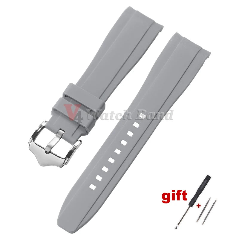 Curved End Rubber Watch Strap for Swatch for Omega Moonswatch 20mm 22mm Universal Wrist Band for Seamaster for Rolex for Tissot