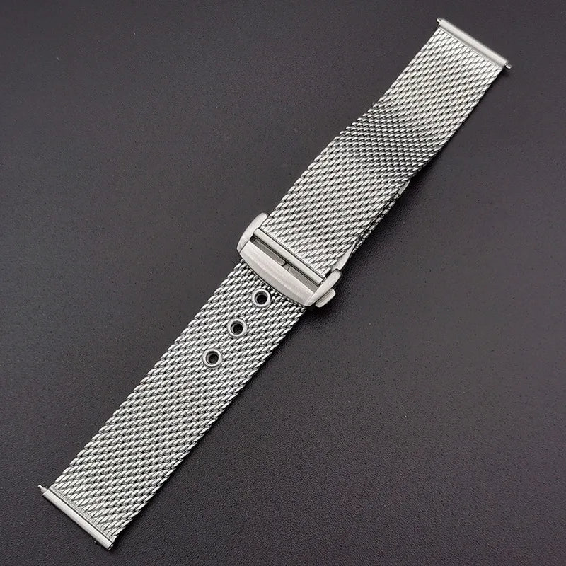 20mm 22mm Mesh Stainless Steel Watch Band for Omega 007 for Seamaster 300 Bracelet Folding Buckle Men Business Steel Metal Strap