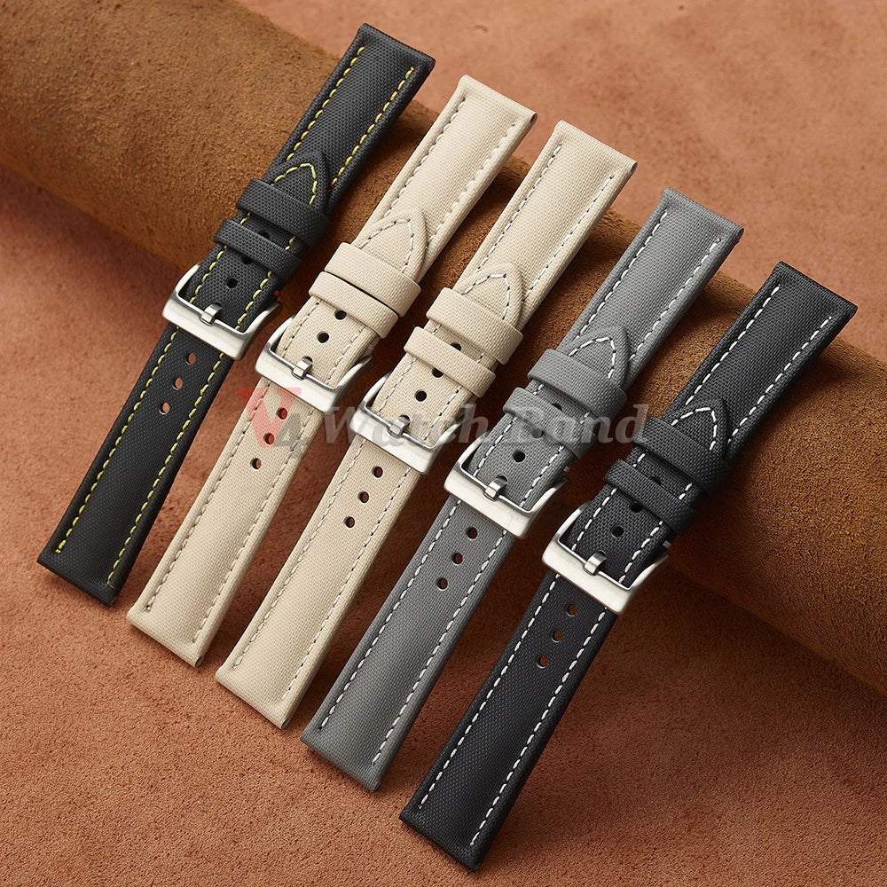 Premium Sailcloth Strap 18mm 19mm 21mm for Omega for Rolex Watch Band Durable Nylon Bracelet 20mm 22mm Quick Release Wristbelt