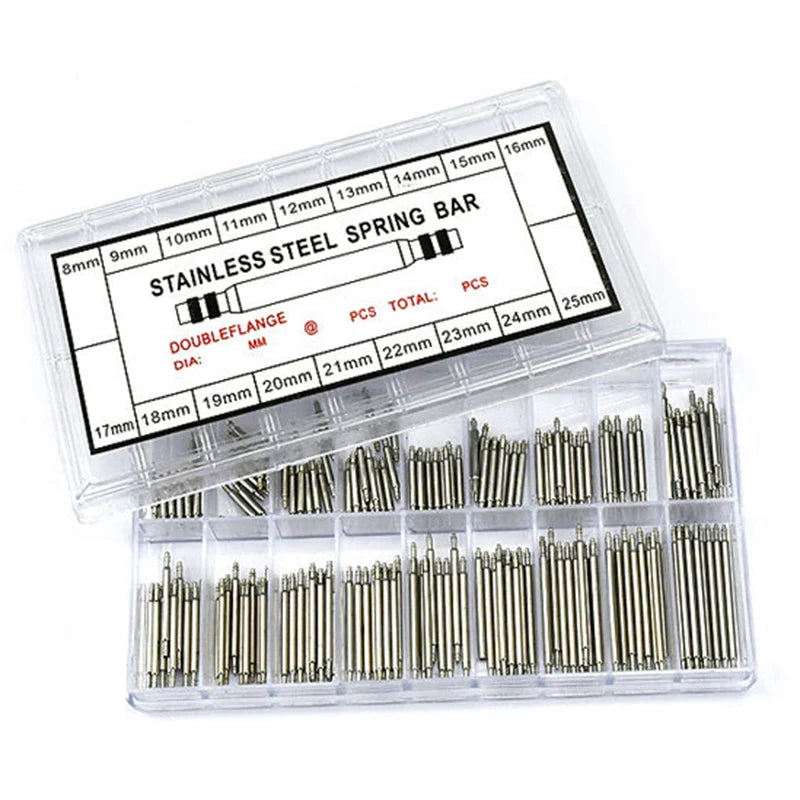 270 360pcs/set Strainless Steel Spring Bars Pins Dia 1.5/1.8mm Length 8mm-25mm/6mm-23mm Watchband Strap Belt Watch Repair Tools