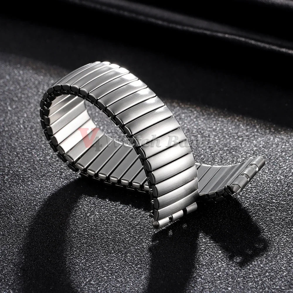 17mm 20mm Elastic Metal Watch Band for Swatch Watch Strap Stretch Expansion Stainless Wrist Strap Men Women Bracelet Accessories