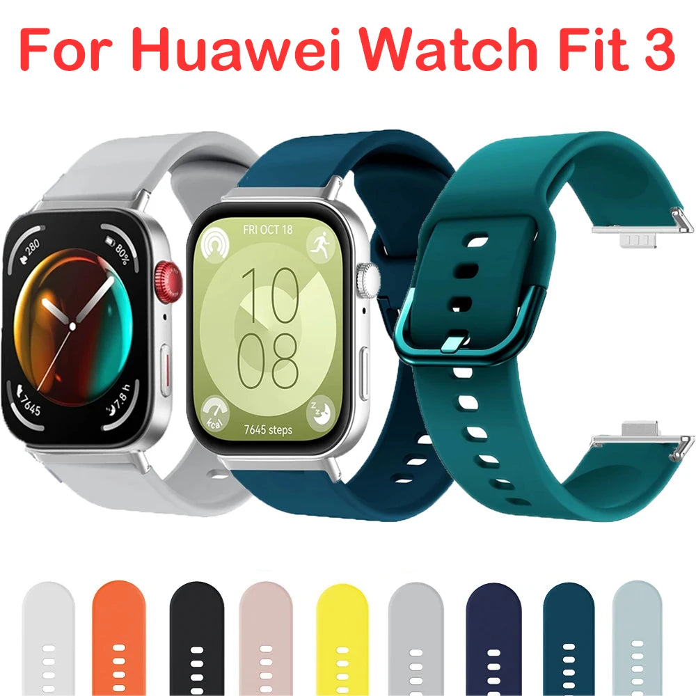 Colorful Sport Band For Huawei Watch Fit 3 Silicone Watchband Strap For Huawei Fit 3 Watchband Replaceable Wristband Accessories