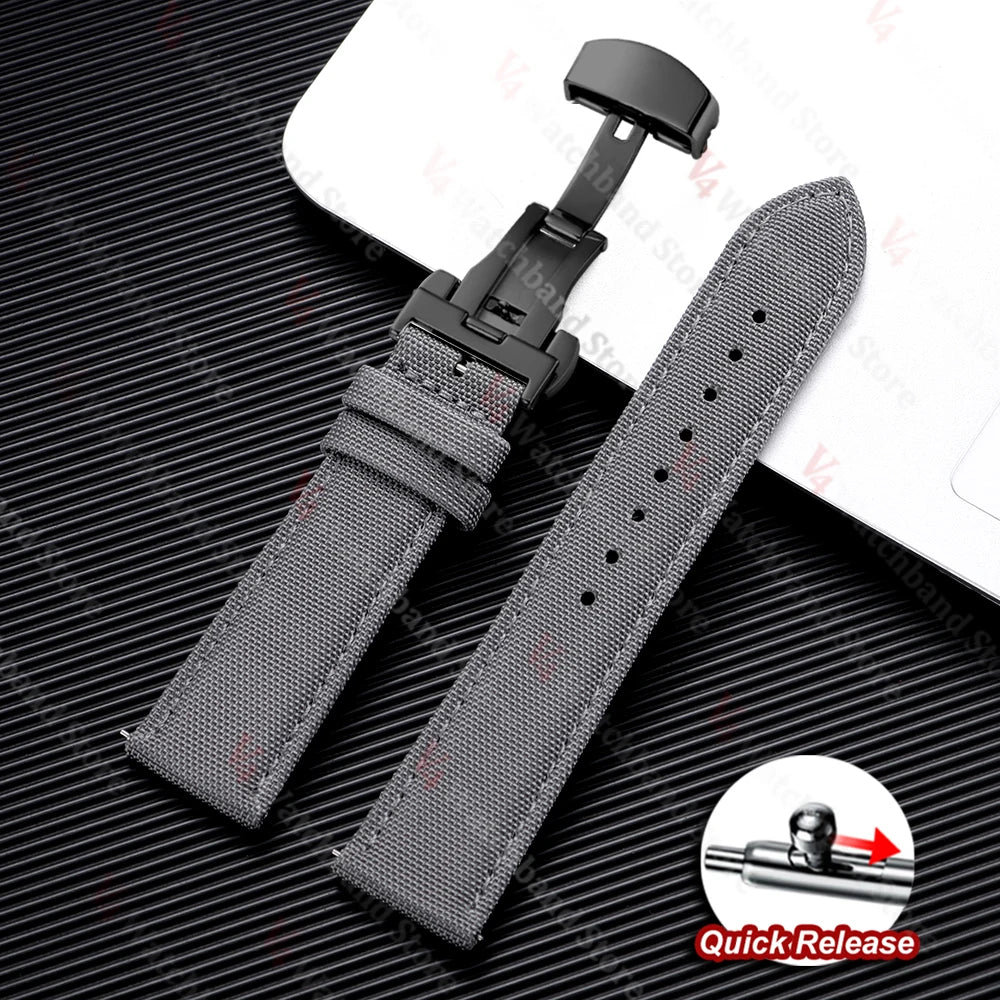 Sailcloth Strap 20mm 22mm for Rolex Nylon Watch Band for Seiko Men Sport Business Quick Release Green Butterfly Buckle Wristband