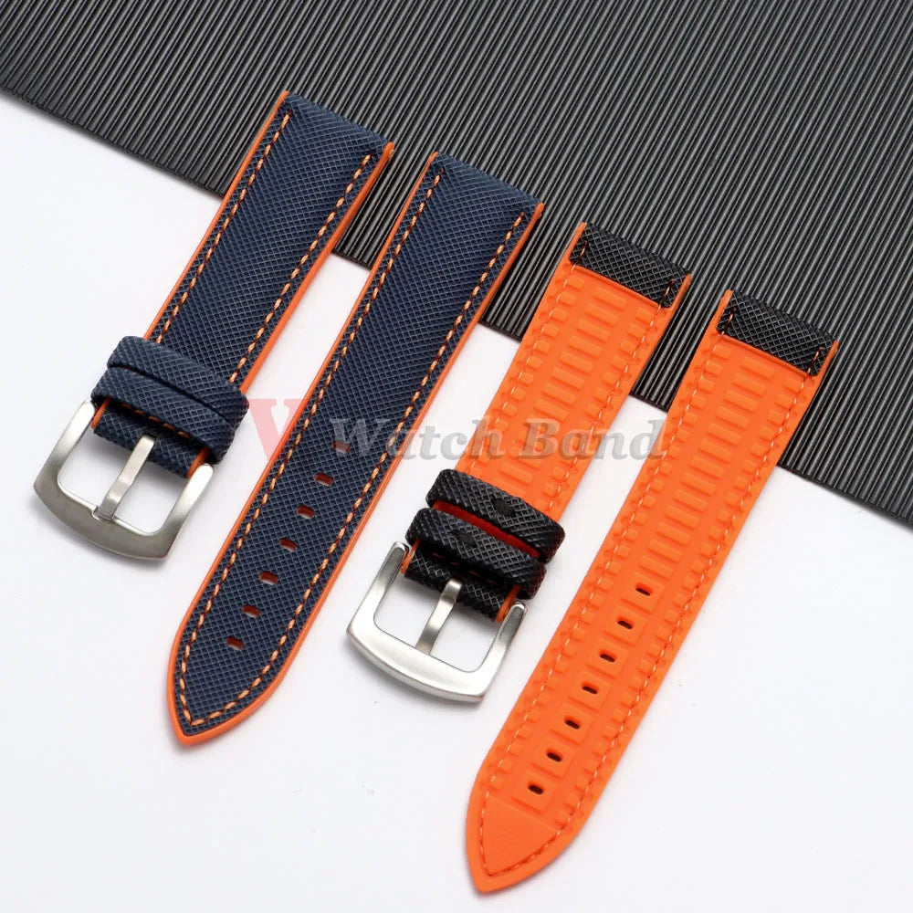 Carbon Fiber Nylon Plaid Silicone Strap 20mm 22mm 24mm for IWC for Casio for Seiko for Omega Rubber Watchband Universal Bracelet