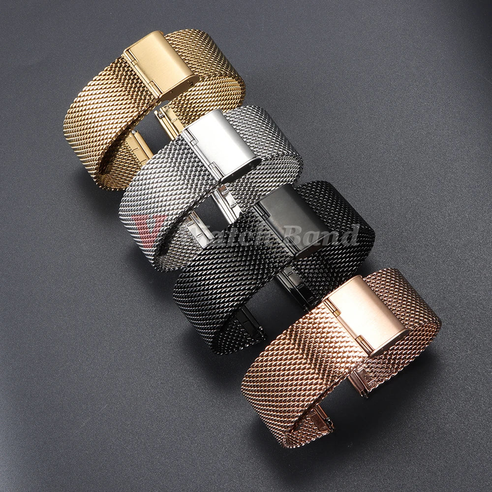 0.8 Mesh Milanese Stainless Steel Strap 18mm 20mm 22mm for DW 2mm Thickness Wire Strap Adjustable Length Watch Accessories