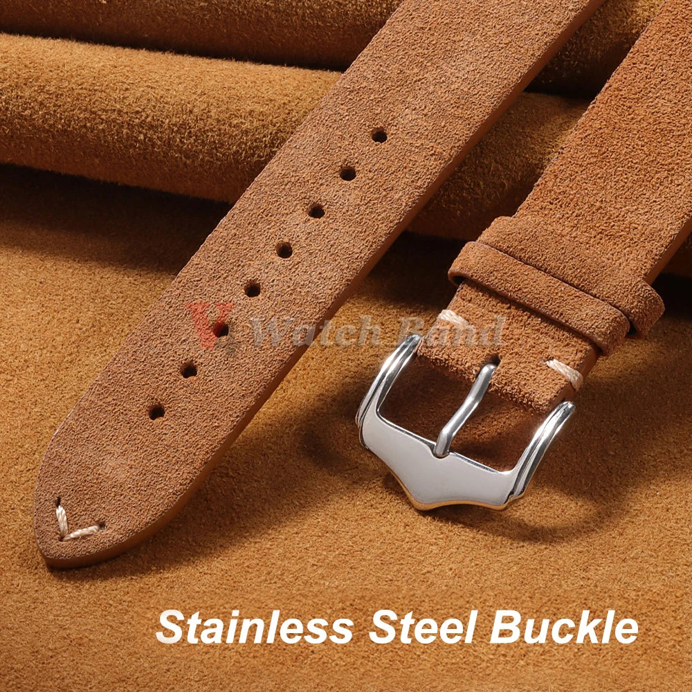 Quick Release Suede Genuine Leather Band for Omega 18/20/22mm for Seiko Stitching Bracelet for Huawei Watch Gt2/3 Vintage Straps