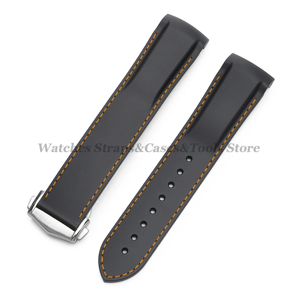 20mm 22mm Rubber Silicone Watchbands for Omega for Seamaster 300 for Speedmaster for Seiko Watchband Men Sport Curved End Strap