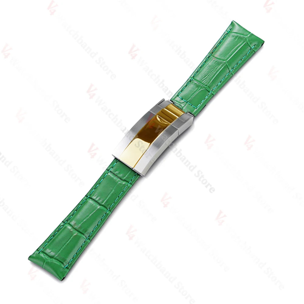 20mm Watch Band for Rolex SUBMARINER Yacht-Master DAYTONA GMT Cowhide Leather Men Strap Waterproof Wrist Belt Watch Accessories