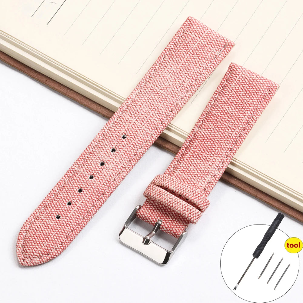 10/12/14/16/18/20/22mm Fabric Strap Denim Pattern Watchband Vintage Unisex Watch Band Accessories Soft Stitch Bracelet