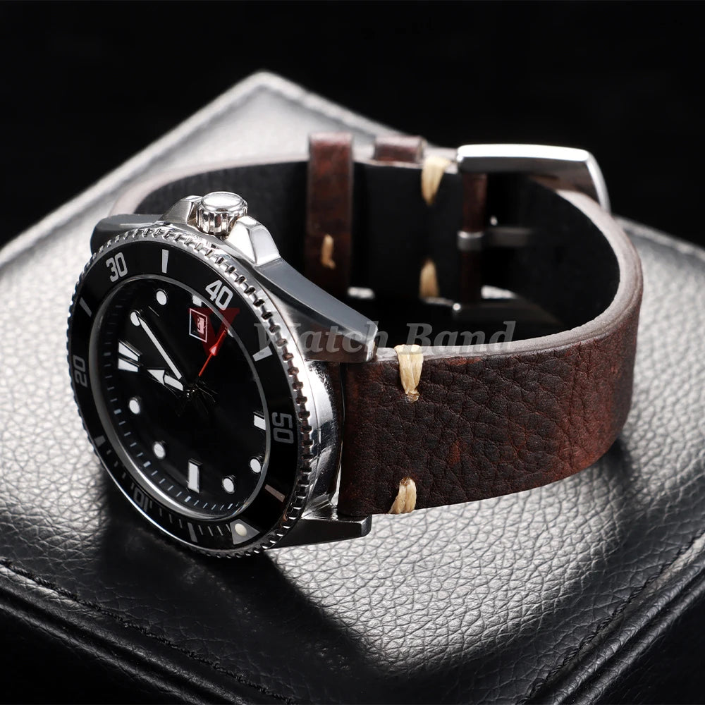 18/20/22mm Universal Genuine Cowhide Watch Band Metal Buckle Vintage Straps for Men Women Breathable Bracelet Belt Accessories