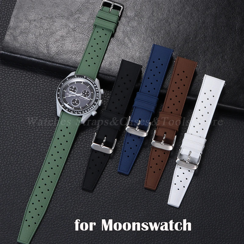 20mm Rubber Strap for Omega for Swatch for Moonswatch Watch Strap Soft Silicone Waterproof Sport Wristband Women Men's Bracelet